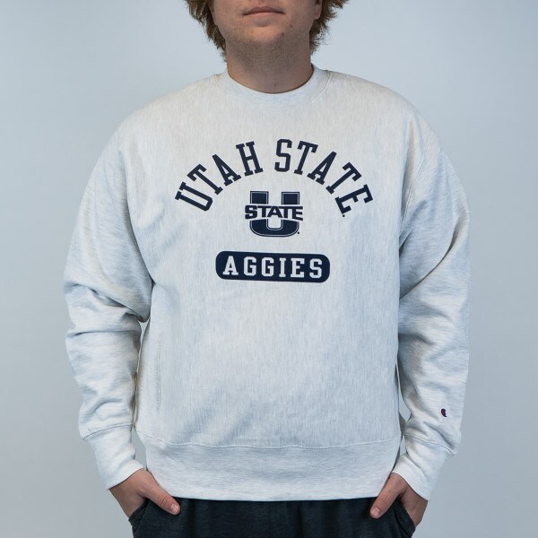 Grey, Heathered, Utah State, U-State, Aggies, Crew, Sweatshirt
